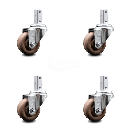 Service Caster 3 Inch High Temp Glass Filled Nylon Wheel Swivel 3/4 Inch Square Stem Caster Set SCC-SQ20S314-GFNSHT-34-4